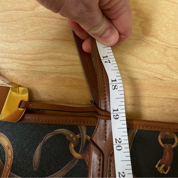 Lauren Ralph Lauren Dark Brown/Brown Equestrian Print Tote Bag - Picture 13 of 13